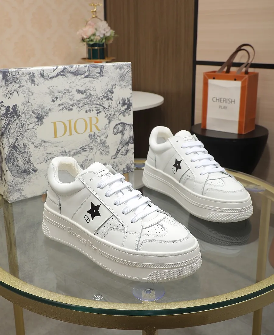 👟👟Ex-factory price 480👟👟 DIOR Dior's new thick-soled sports white shoes, made of first-layer cowhide, breathable mesh inside, sheepskin for foot pads, and lightweight outsole. Size: 35-40 (41 customized)